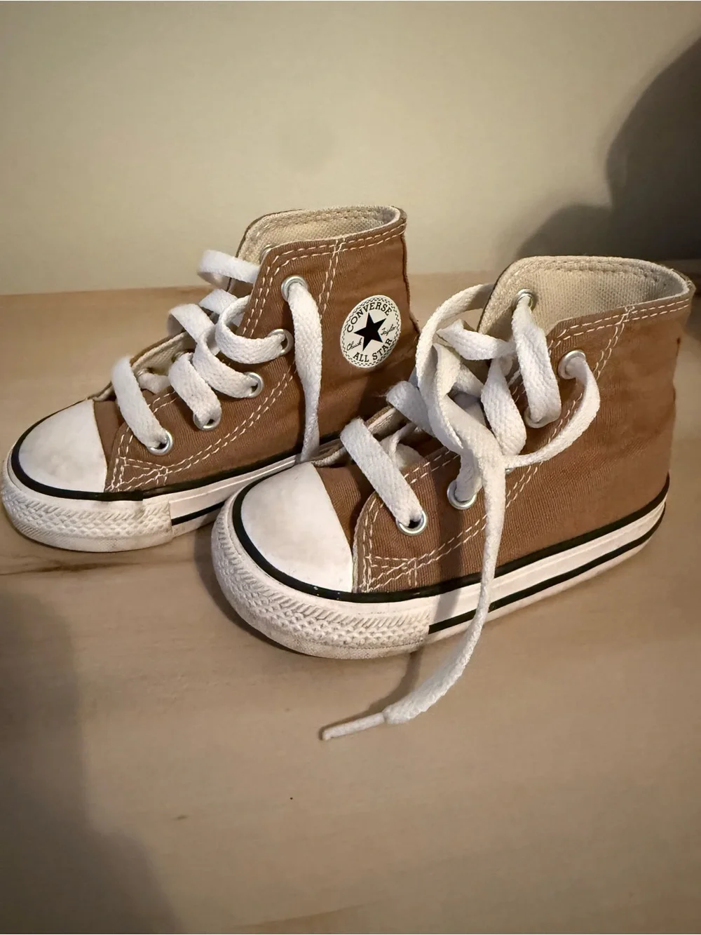 Converse Kids High-Top Sneakers - Tan and White
